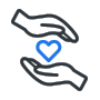 Two animated hands holding a heart